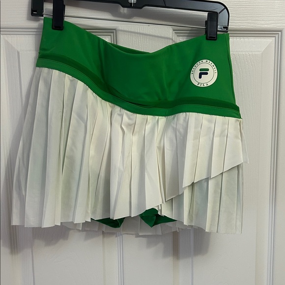 Brandon Maxwell Green and White Pleated Skirt - Picture 1 of 4